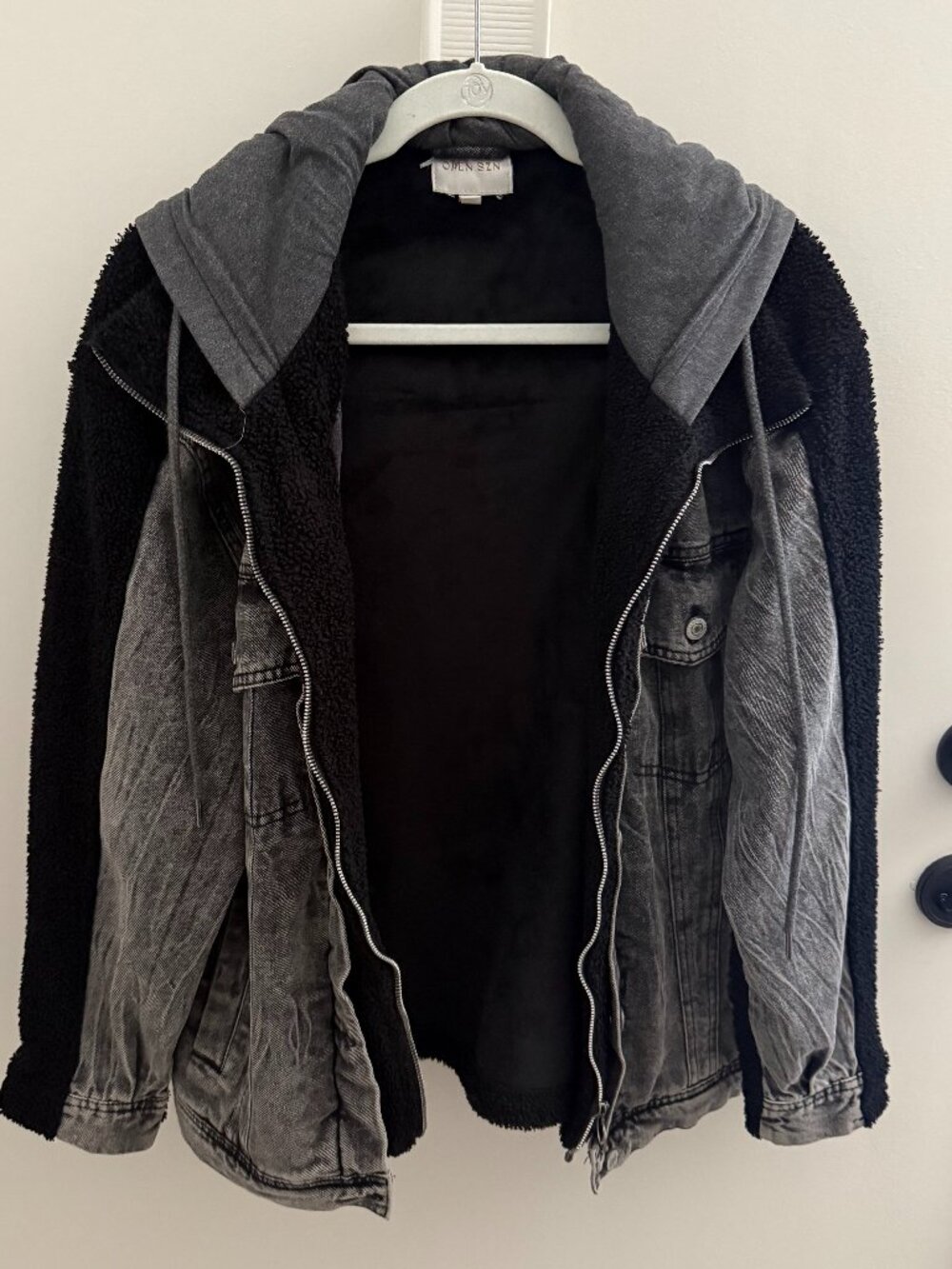 Black Denim Sherpa Jacket
